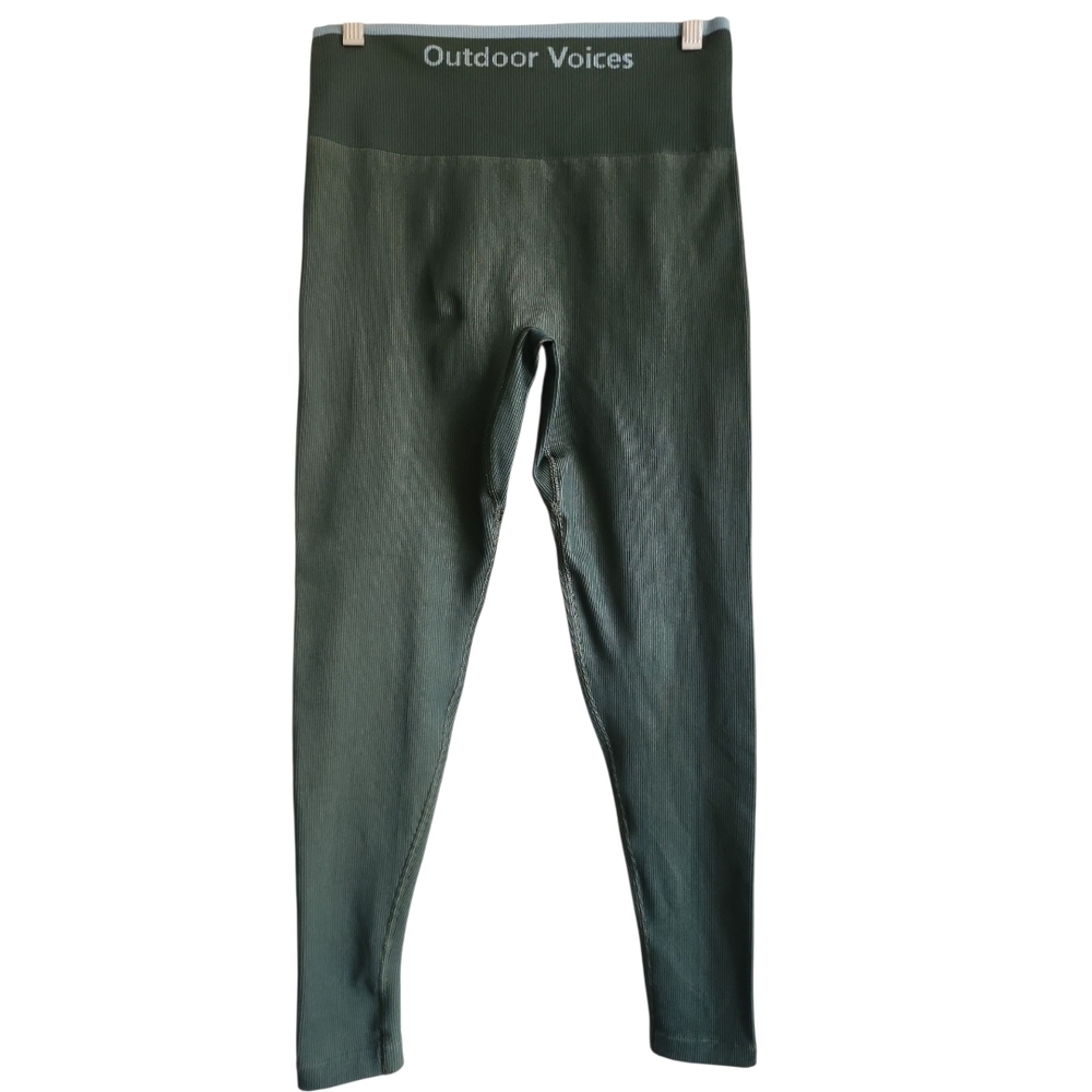 Outdoor Voices Olive Green And  Sky Blue Leggings Size Medium